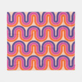 カラフルレトロ幾何学的波デザイン フリースブランケット (正面(横))