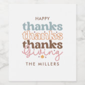 カラフルレトロ感謝タイポグラフィ ワインラベル (シングルラベル)