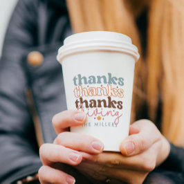 カラフルレトロ感謝タイポグラフィ 紙コップ