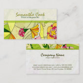 カラフルレトロ抽象芸術フローラコラージュ2 名刺 (正面/裏面)