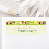 カラフルレトロ抽象芸術フローラコラージュ ラベル (インサイチュ)