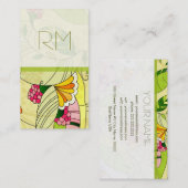 カラフルレトロ抽象芸術フローラコラージュ 名刺 (正面/裏面)