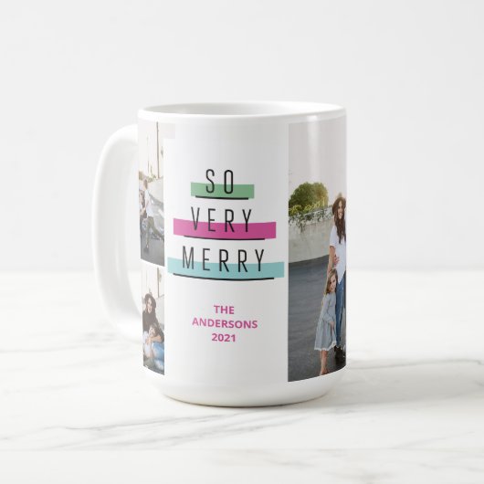 カラフルレトロ数々のフォト休日フォトマグカップ コーヒーマグカップ (正面左)