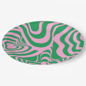 カラフルレトロ旋回溝Y2Kパターン ペーパープレート (アングル)