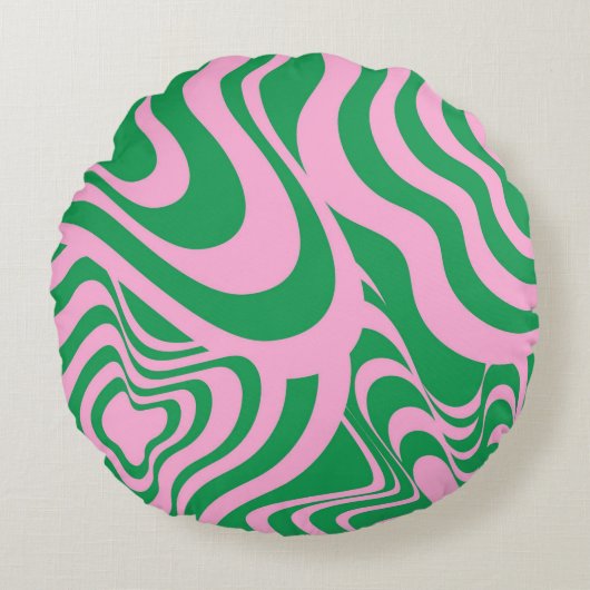 カラフルレトロ旋回溝Y2Kパターン ラウンドクッション (正面)