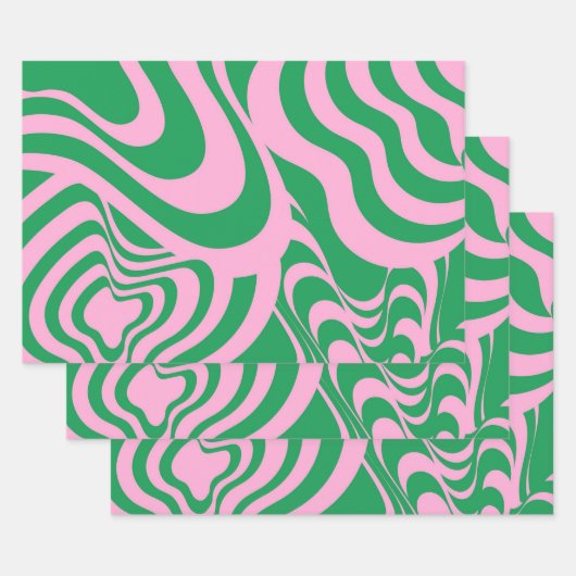 カラフルレトロ旋回溝Y2Kパターン ラッピングペーパーシート (セット)