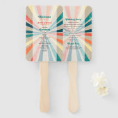 カラフルレトロ日が差すこと結婚式 プログラム ハンドファン (正面&裏面)