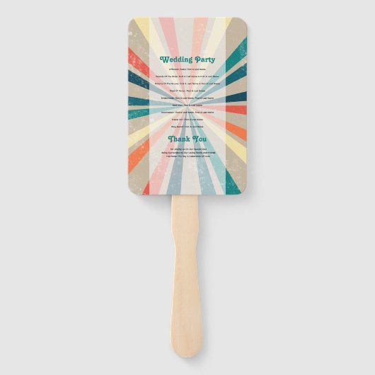 カラフルレトロ日が差すこと結婚式 プログラム ハンドファン (裏面)