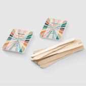 カラフルレトロ日が差すこと結婚式 プログラム ハンドファン (組立なし)