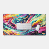 カラフルレトロ水彩外空間デザイン デスクマット (キーボード&マウス)