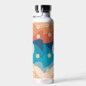 カラフルレトロ波とデイジーパターンモノグラム ウォーターボトル (右面)