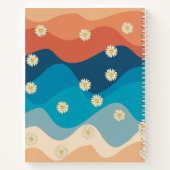 カラフルレトロ波とデイジーパターンモノグラム ノートブック (裏面)