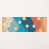 カラフルレトロ波とデイジーパターンモノグラム ヨガマット (正面(横))