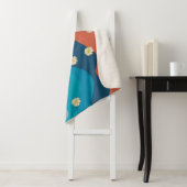 カラフルレトロ波とデイジーパターン シェルパブランケット (インサイチュ)