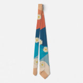 カラフルレトロ波とデイジーパターン ネクタイ (裏面)