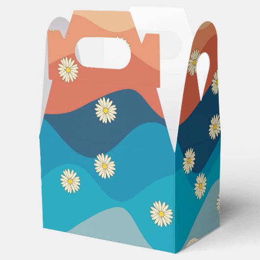 カラフルレトロ波とデイジーパターン フェイバーボックス (オープン)