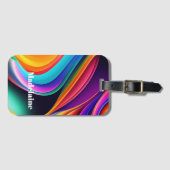カラフルレトロ波個人 ラゲッジタグ (正面横)