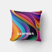 カラフルレトロ波強調個人 クッション (正面)