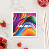 カラフルレトロ波溝 スタンダードカクテルナプキン (インサイチュ)