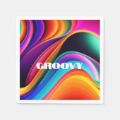 カラフルレトロ波溝 スタンダードカクテルナプキン (正面)