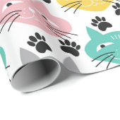 カラフルレトロ猫 ラッピングペーパー (ロールコーナー)