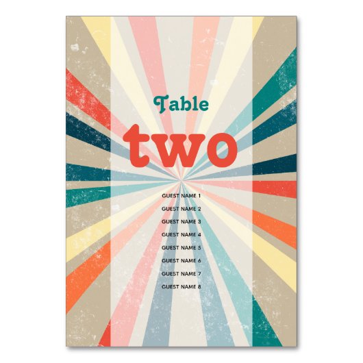カラフルレトロ結婚日が差すことのテーブル番号 テーブルナンバー (正面)