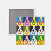 カラフルレトロ縁どコリーポップ・アートのアートスクエア マグネット (正面/裏面)