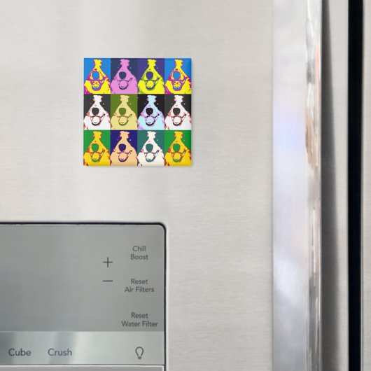 カラフルレトロ縁どコリーポップ・アートのアートスクエア マグネット (インサイチュ (冷蔵庫))