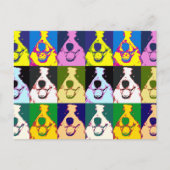 カラフルレトロ縁どコリーポップ・アートのアートバーティカル ポストカード (正面)