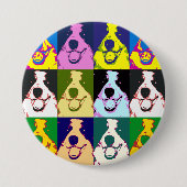 カラフルレトロ縁どコリーポップ・アートのアートラウンド 缶バッジ (正面)