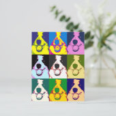 カラフルレトロ縁どコリーポップ・アートのアート水平 ポストカード (スタンド正面)