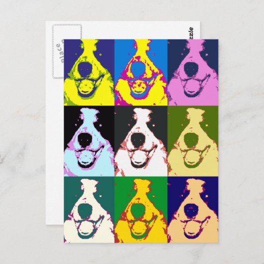 カラフルレトロ縁どコリーポップ・アートのアート水平 ポストカード (正面/裏面)