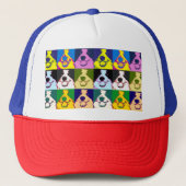 カラフルレトロ縁どコリーポップ・アートのアート キャップ (正面)