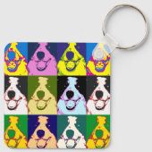 カラフルレトロ縁どコリーポップ・アートのアート キーホルダー (裏面)