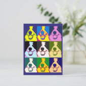 カラフルレトロ縁どコリーポップ・アートのアート ポストカード (スタンド正面)