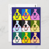 カラフルレトロ縁どコリーポップ・アートのアート ポストカード (正面/裏面)