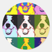 カラフルレトロ縁どコリーポップ・アートのアート ラウンドシール (正面)