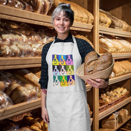 カラフルレトロ縁どコリーポップ・アートのアート ロングエプロン