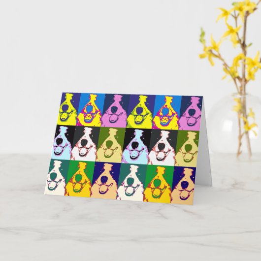 カラフルレトロ縁どコリーポップ・アートのア60th誕生日 カード (黄色い花)