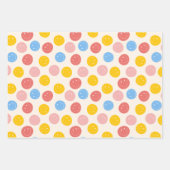 カラフルレトロ美学スマイル顔 ラッピングペーパーシート (正面3)