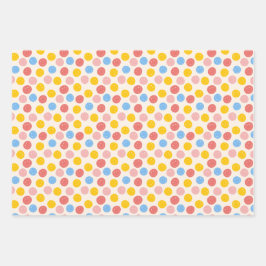 カラフルレトロ美学スマイル顔 ラッピングペーパーシート