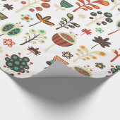 カラフルレトロ花と葉柄 ラッピングペーパー (角)