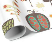 カラフルレトロ花と葉柄 ラッピングペーパー (ロールコーナー)