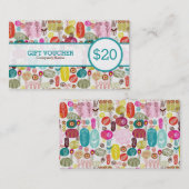 カラフルレトロ花カスタム券 割引カード (正面/裏面)
