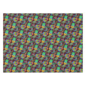 カラフルレトロ花パターフェイクンビーズ テーブルクロス (正面(横))