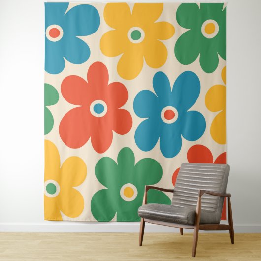 カラフルレトロ花パターン タペストリー (インサイチュ)