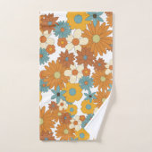 カラフルレトロ花パターン バスタオルセット (ハンドタオル)