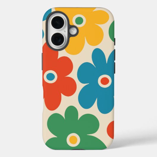 カラフルレトロ花パターン Case-Mate iPhoneケース (裏面)
