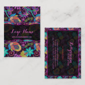 カラフルレトロ花柄フェイクビーズ 名刺 (正面/裏面)