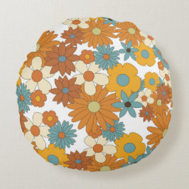 カラフルレトロ花柄 ラウンドクッション